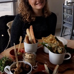 Me with my vegan feast at The Duck in Ryde, IOW, photo courtesy of my beautiful mother